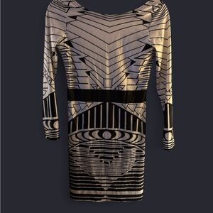 Geometric Black and White Dress